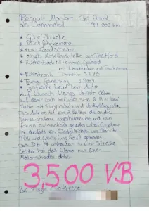 Das Verkaufsschild unseres ersten Kastenwagens